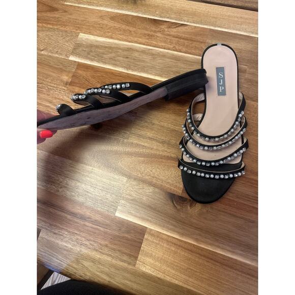 SJP by Sarah Jessica Parker Slip On Sandals w embellishments women’s 38 - Picture 3 of 5